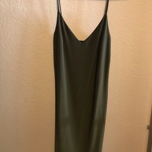 Above the knee skinny strap army green dress